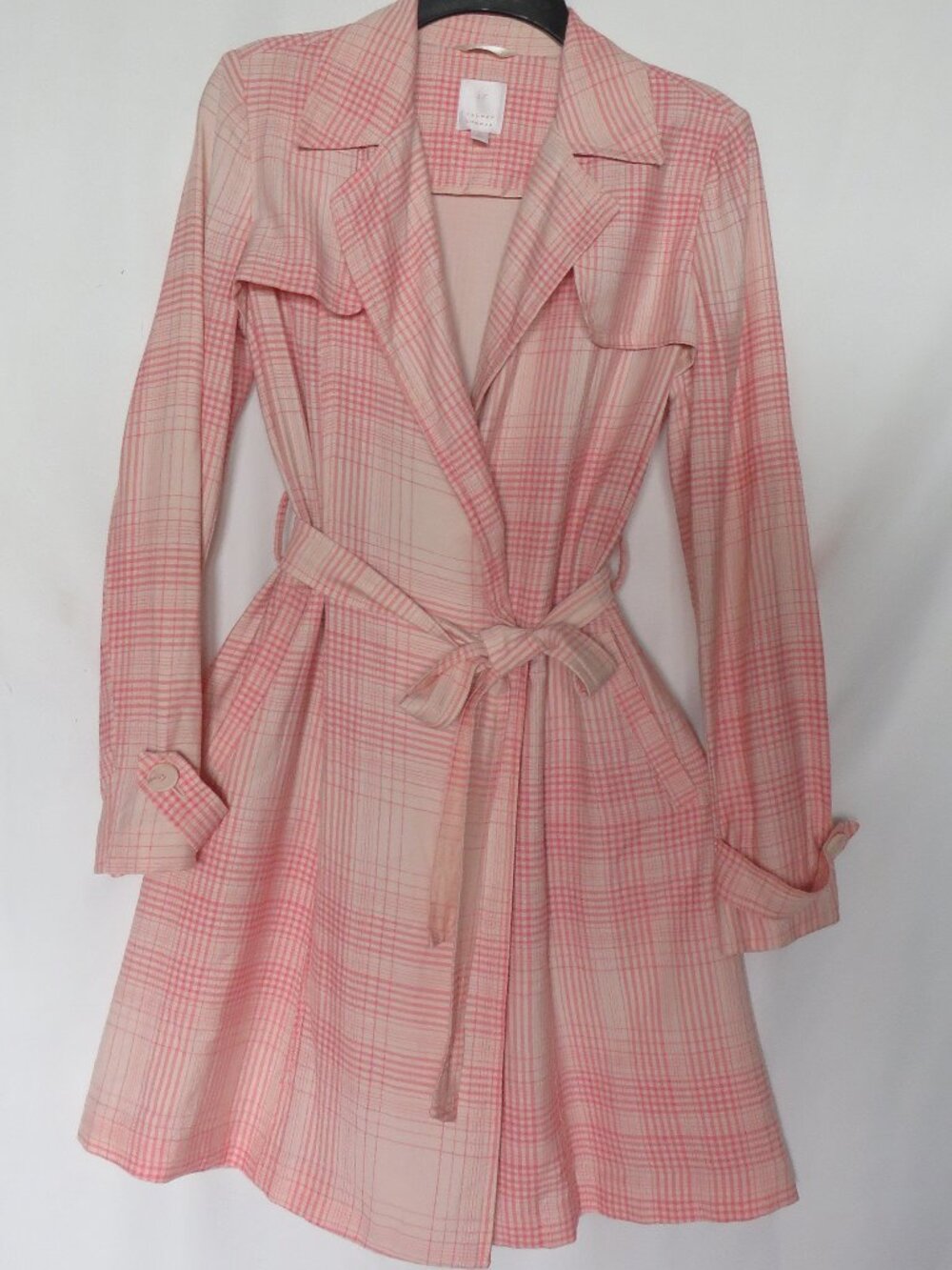 Pink Plaid Coat Wrap Dress